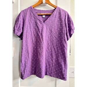 Liz Claiborne Womens M Purple PH Short Sleeved‎ Top
